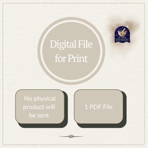 Puede incluir: Archivo digital para imprimir con el texto "No se enviar&aacute; ning&uacute;n producto f&iacute;sico" y "1 archivo PDF". Una peque&ntilde;a insignia con el texto "Le Reve Apothecary" est&aacute; en la esquina superior derecha. La imagen est&aacute; sobre un fondo color crema.