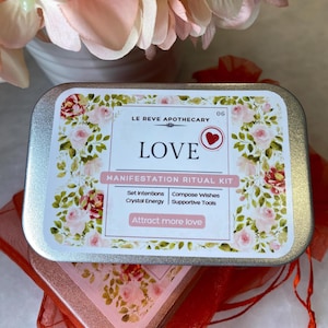 Love Manifestation Ritual Kit: Rosenquarz, Kerze, Weihrauch - Reisealtar