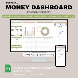 Monthly Budget Spreadsheet Excel Google Sheets Budget Template Annual Budget Template Spending Tracker Financial Planner Net Worth Tracker