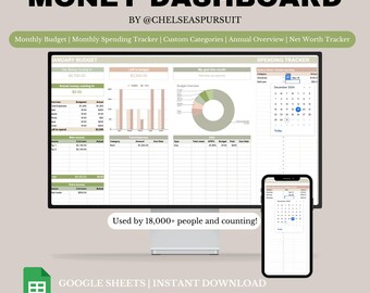 Hoja de cálculo de presupuesto mensual Plantilla de presupuesto de Google Sheets de Excel Plantilla de presupuesto anual Seguimiento de gastos Planificador financiero Seguimiento del patrimonio neto