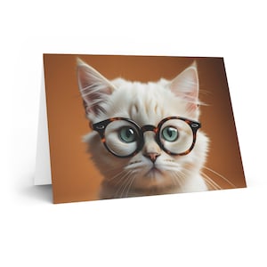 Kitten in Glasses Greeting Cards