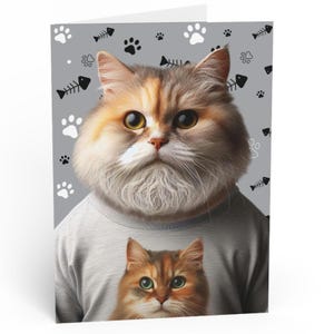 Cat Greeting Cards - Cute Cat Tshirt Design, Kitty Lover Gift, Cat Mom, Cat Dad, Animal Lover, Cat Birthday Card