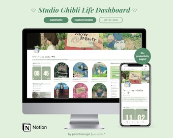 2026 Aesthetic Studio Ghibli Notion Template | Notion All-In-One Life Planner, Aesthetic Notion Organizer, Notion Dashboard