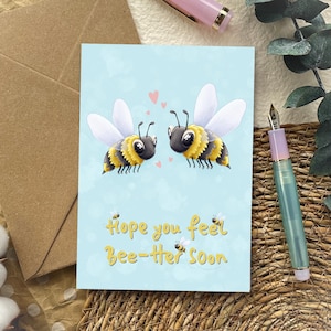 Gute Besserung Karte ""Bee Bettergrund"" Karte | A6 Grußkarte für Ihn Niedliche Kawaii Hummel | Ermutigungskarte für ihre beste Freundin Karte