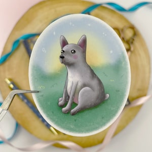 Autocollant en vinyle découpé Luna la Frenchie | Sticker pour ordinateur portable ou macbook, grand sticker chien inspiré du bouledogue français | Cosy et carte