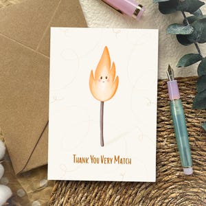 Gracias / Tarjeta de agradecimiento con divertido juego de palabras / Tarjeta de felicitación A6 para él Linda tarjeta Kawaii para ella Tarjeta de gratitud única / Tarjeta de agradecimiento