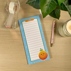 Lindo bloc de notas de lista de tareas pendientes de color naranja kawaii, bloc de notas desprendible ilustrado, lista de compras, papel para escribir cartas, bloc de notas de personajes de bolsillo.