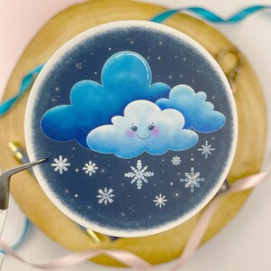Nubes de invierno impermeable troquelado vinilo pegatina / computadora portátil o macbook calcomanía, pegatina grande inspirada en el invierno / scrapbooking / Cozy & Card