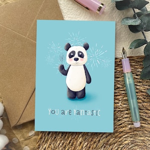 Biglietto di auguri Kawaii Panda / Biglietto di compleanno A6 Biglietto divertente per lui / Biglietto Kawaii carino per lei / Biglietto per la migliore amica / Biglietto umoristico per un amico