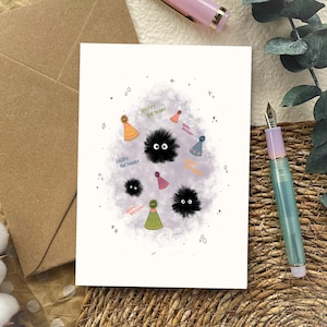 Biglietto ispirato allo Studio Ghibli / Biglietto di compleanno A6 per lui / Biglietto kawaii carino per lei / Biglietto migliore amico / Biglietto ispirato agli anime per amico