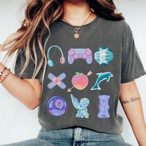 Vaporwave Shirt Y2k Shirt 2000s Cyberpunk Shirt Frutiger Aero Kawaii Shirt Harajuku Coquette Webcore Holographic Shirt Gen Z Shirt Gift Pink