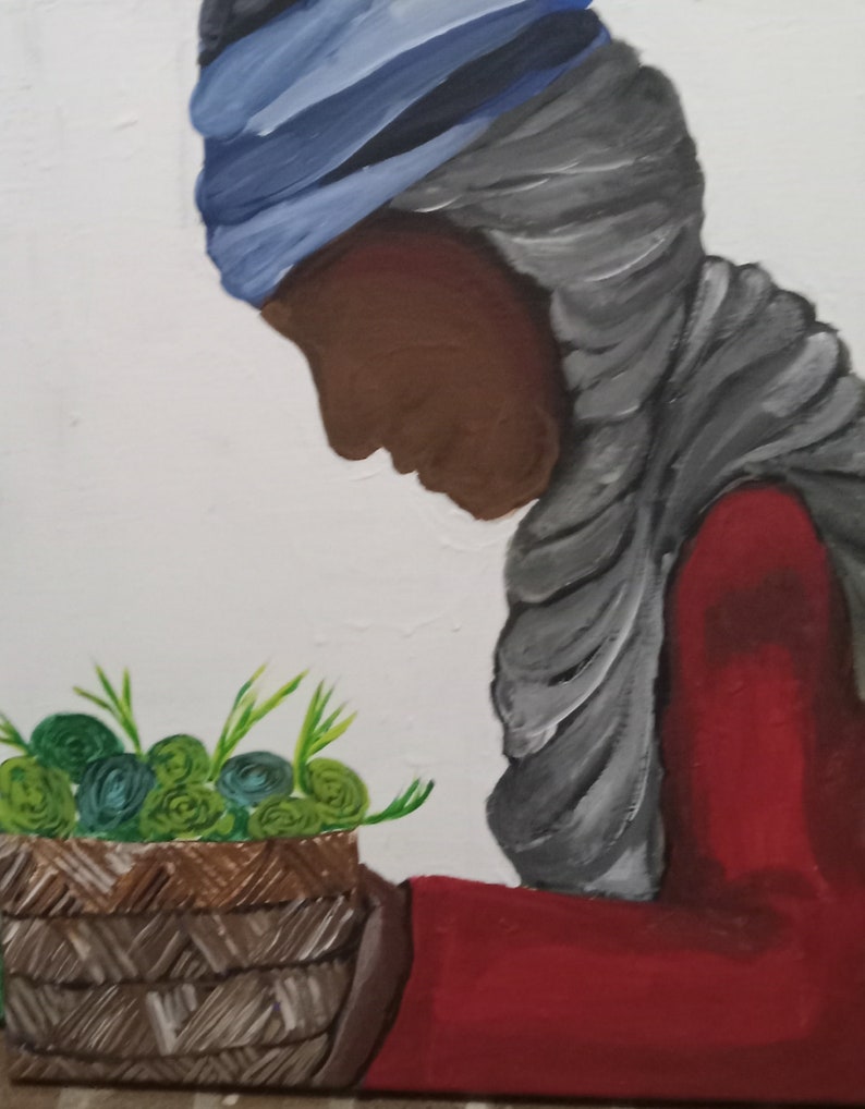 Sweetgrass Roses Gullah Painting, Acrylic, Original, Gullah Art