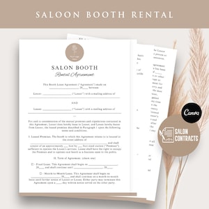 Spa Rental, Salon Chair Rental, Professional Salon Booth Rental Contract, Canva Booth Rental Agreement, Salon Station Contract