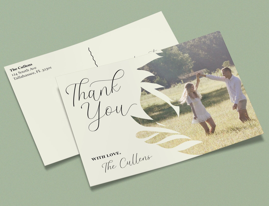 Custom Printable Thank You Postcards 3.5x5 Inch Floral Frame Etsy