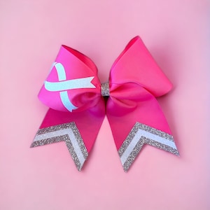 Breast Cancer Awareness Cheer Bow, cheer bow with glitter and personalization, team bows