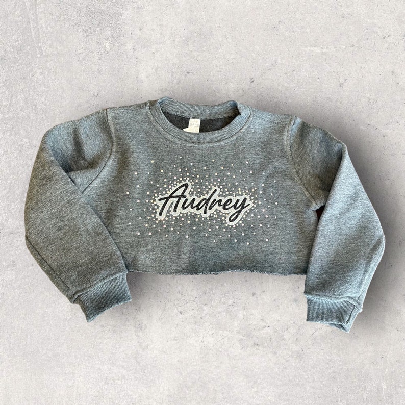 Personalized rhinestone sweatshirt crop top or full length image 1