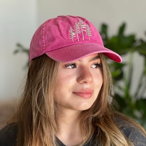 Custom Hat, Custom Embroidered Hat , Pink Pine Tree Hat , Embroidery Logo baseball hat , Your own text monogram , Bachelorette gift, logo