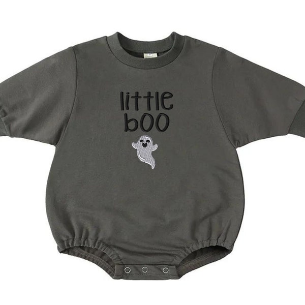 Halloween Baby Bubble Romper |  Charcoal Bubble Romper | Personalized Sweatshirt for Infants | Little Boo Sweatshirt| Newborn Gift