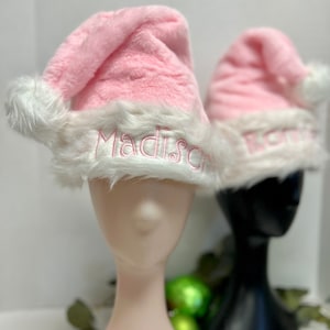 Custom Pink* Santa Hat, Personalized Santa Hat, Adult Embroidered Santa Hat, Pink Santa Hat, Baby Christmas Gift, Santa Hat