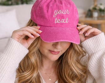 Custom Hat, Custom Embroidered Hat , Personalized Dad Cap , Embroidery Logo baseball hat , Your own text monogram, Pink Custom Hat, logo