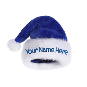 Custom Blue Santa Hat, Personalized Santa Hat, Adult Embroidered Santa Hat, Blue Santa Hat, Baby Christmas Gift, Santa Hat