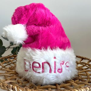 Custom Hot Pink  Santa Hat, Personalized Santa Hat, Adult Embroidered Santa Hat, Hot Pink Santa Hat,  Christmas Gift, Santa Hat