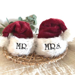 Custom Wine/ Scarlet Red Santa Hat, Personalized Santa Hat, Adult Embroidered Santa Hat, Wine Santa Hat,  Christmas Gift, Santa Hat
