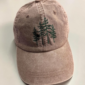 Pine Tree Hat, Custom Embroidered Hat , Fall Pine Tree Hat , Embroidery Logo baseball hat , Your own text monogram , Bachelorette gift