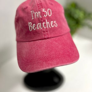 50th birthday Hat, Custom Embroidered Hat , Custom Biryhday Hat , Embroidery Logo  hat , Your own text monogram, Pink Custom Hat, B-day  Hat