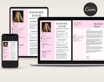 Sorority resume template, sorority resume template light pink ,sorority resume template with photo, sorority resume with cover letter packet