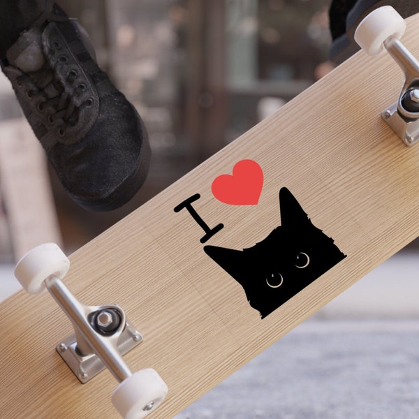 I Love Cats, Black Cat, Hearts, Transparent Outdoor Stickers