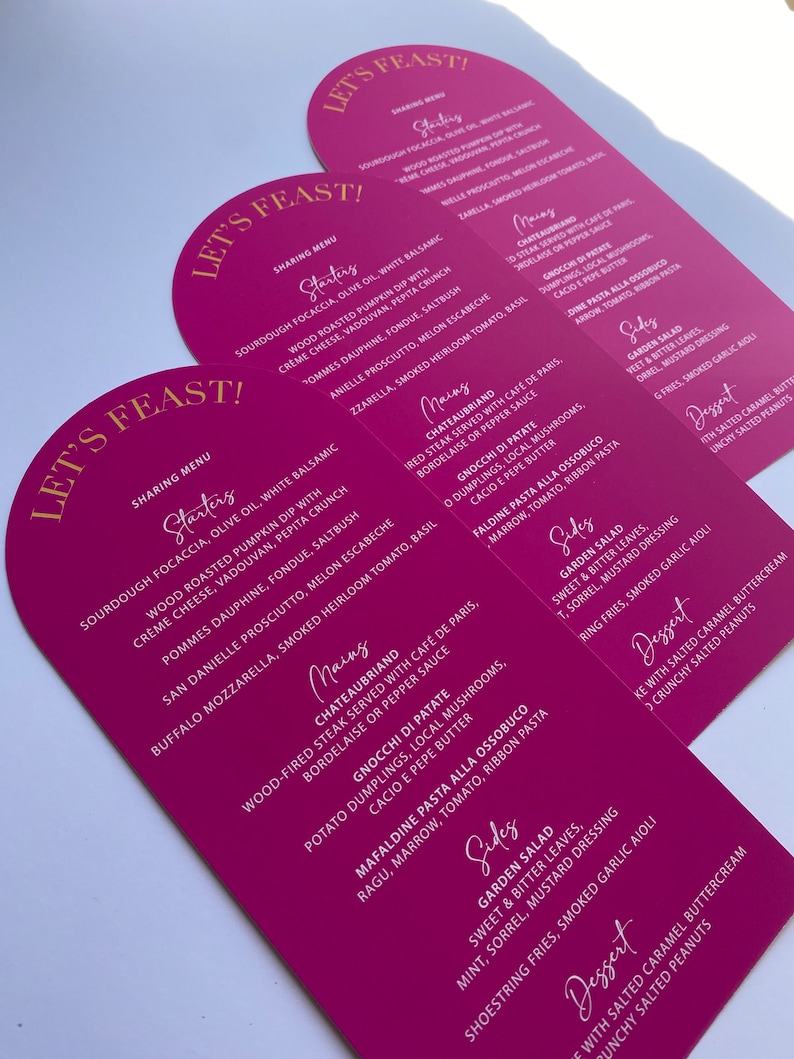 Arch Table Menu, Bridal Shower Menus, Place Cards - Personalised ...
