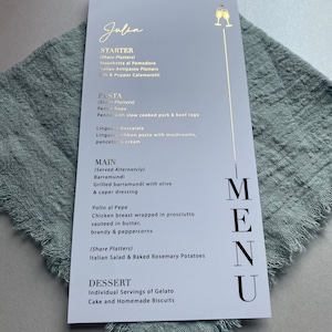 Gold Foil DL Table Menu, Bridal Shower Menus, Personalised Wedding Menu - Wedding Menu, Printed Table Menu, Modern Menu, Minimalist Menu