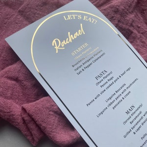 Gold Foil DL Table Menu, Bridal Shower Menus, Personalised Wedding Menu - Wedding Menu, Printed Table Menu, Modern Menu, Minimalist Menu