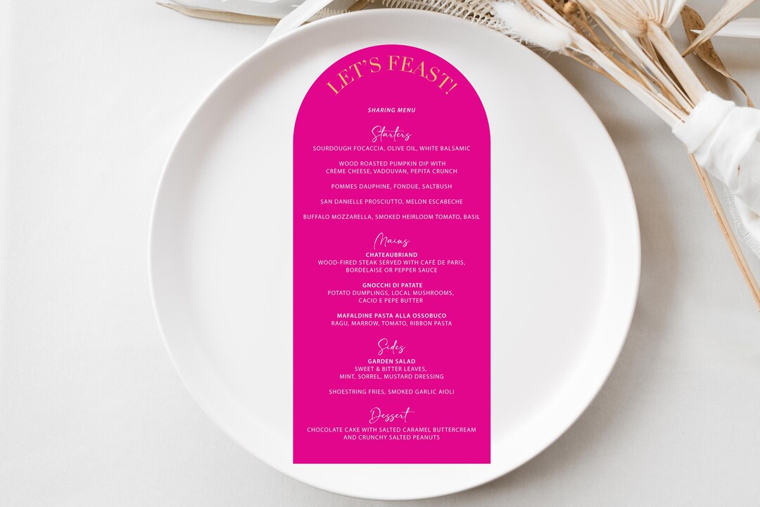 Arch Table Menu, Bridal Shower Menus, Place Cards - Personalised ...