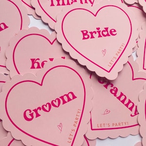 Love Heart shape Place cards | Bridal shower coaster | Wedding place cards | Modern place card | Printed Place cards | Scallop Place cards