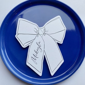Bow shape place card black & white place card, Printed Bow name cards, Trendy place cards, Modern Place cards, Bridal Shower Bow place cards