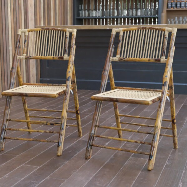 Chaises pliantes en bambou BizChair | Ensemble de 2 chaises pliantes en bois de bambou