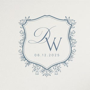 Vintage Monogram Wedding Crest with Initials  |  Digital Download Wedding Monogram