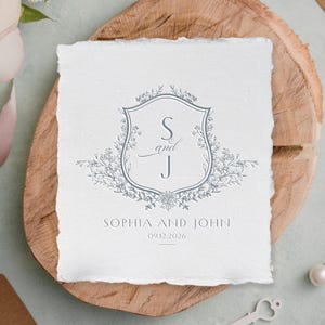 Custom Floral Wedding Crest with Initials