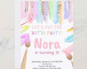 Put the Art in Party Birthday Invitation, Kids Birthday Invite, Editable Printable