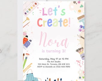 Editable Art Party Birthday Invitation for Toddlers & Kids, Printable Art-Themed Party Invite