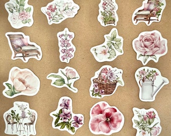 English Garden Floral Sticker Set - 23 Petite Stickers for Everyday Charm