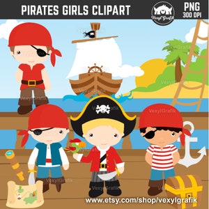 Pirate Boys Clipart, Instant Download PNG files - 300 Dpi, Baby Shower Clipart, Nursery Clipart, Pirate Clipart, Pirate Png, Captain, Boat
