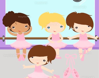 Ballerina Clipart, Instant Download PNG files - 300 Dpi, Baby Shower Clipart, Ballerina Clip Art, Nursery Clipart, Ballet Clipart, Tutú