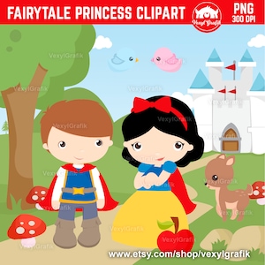 Snow White Clipart, Instant Download PNG files - 300 Dpi, Baby Shower Clipart, Nursery Clipart, Princess Clipart, Fairytale Clipart,