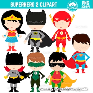 Superhero 4 Clipart, Instant Download PNG files - 300 Dpi, Baby Shower Clipart, Nursery Clipart, Hero Clipart, Superheroes, Justice Clipart