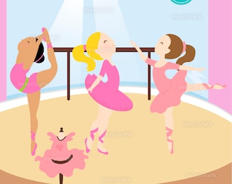 Cute Ballet Clipart, Instant Download PNG files - 300 Dpi, Baby Shower Clipart, Ballerina Clip Art, Nursery Clipart, Ballerina Clipart, Tutú