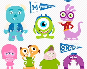 Monsters Clipart, Instant Download PNG files - 300 Dpi, Baby Shower Clipart, Nursery Clipart, Monsters Png, Monsters Art, Monsters Bundle