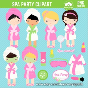 Spa Clipart, Instant Download PNG files - 300 Dpi, Baby Shower Clipart, Nursery Clipart, Slumber, Manicure, Pedicure, Cute Girls, Pamper